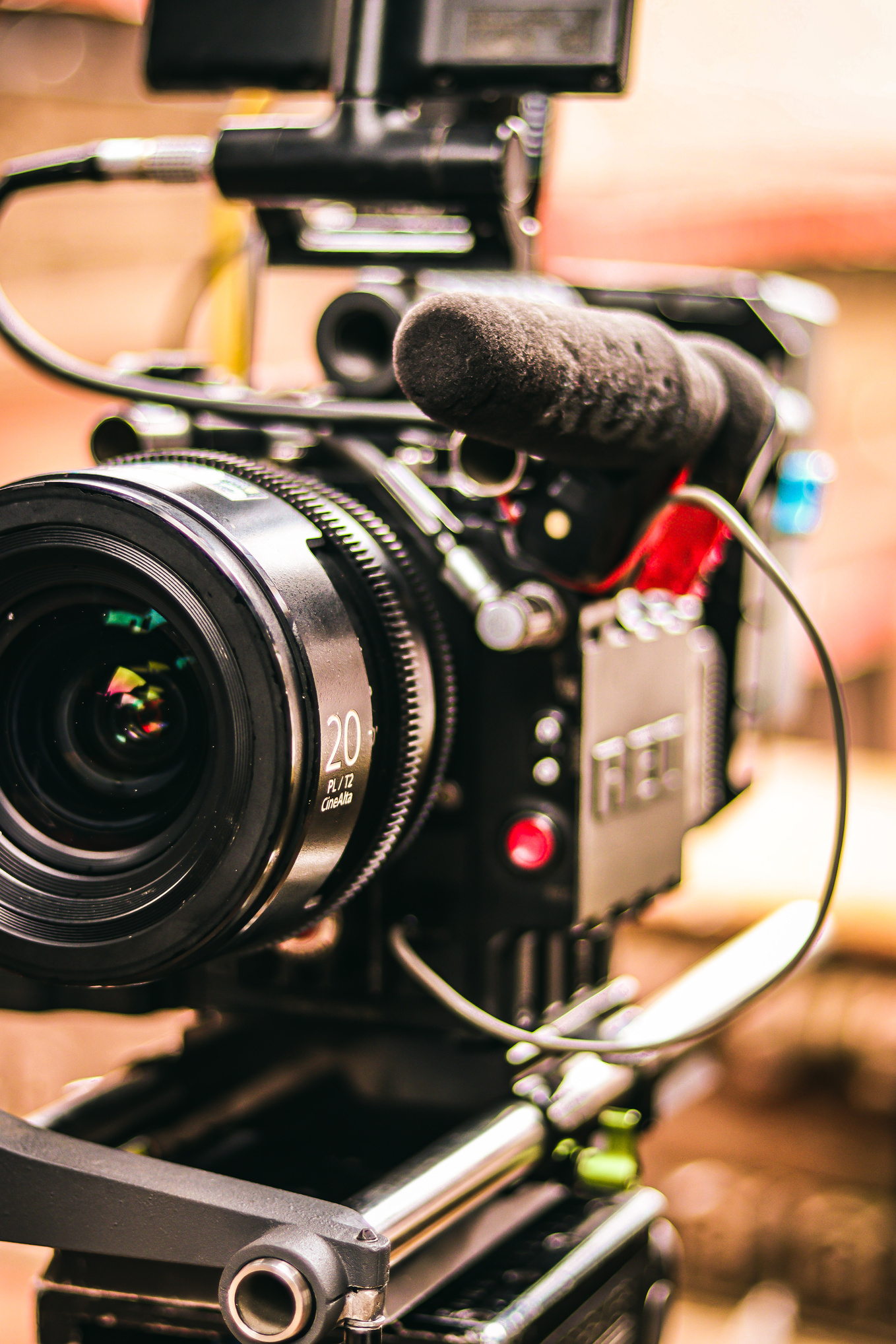 Close-Up of a Camera With a Microphone 